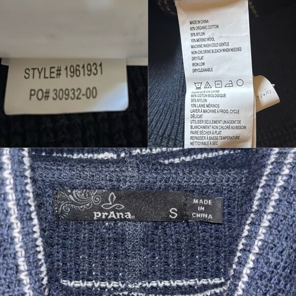 PrAna Milani Dress Nautical Stripe Waffle Knit Funnel Neck Blue Women's Small - Picture 6 of 16